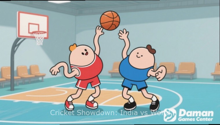 Cricket Showdown: India vs World Batting Cricket Showdown: India vs World batting gameplay showing swipe controls